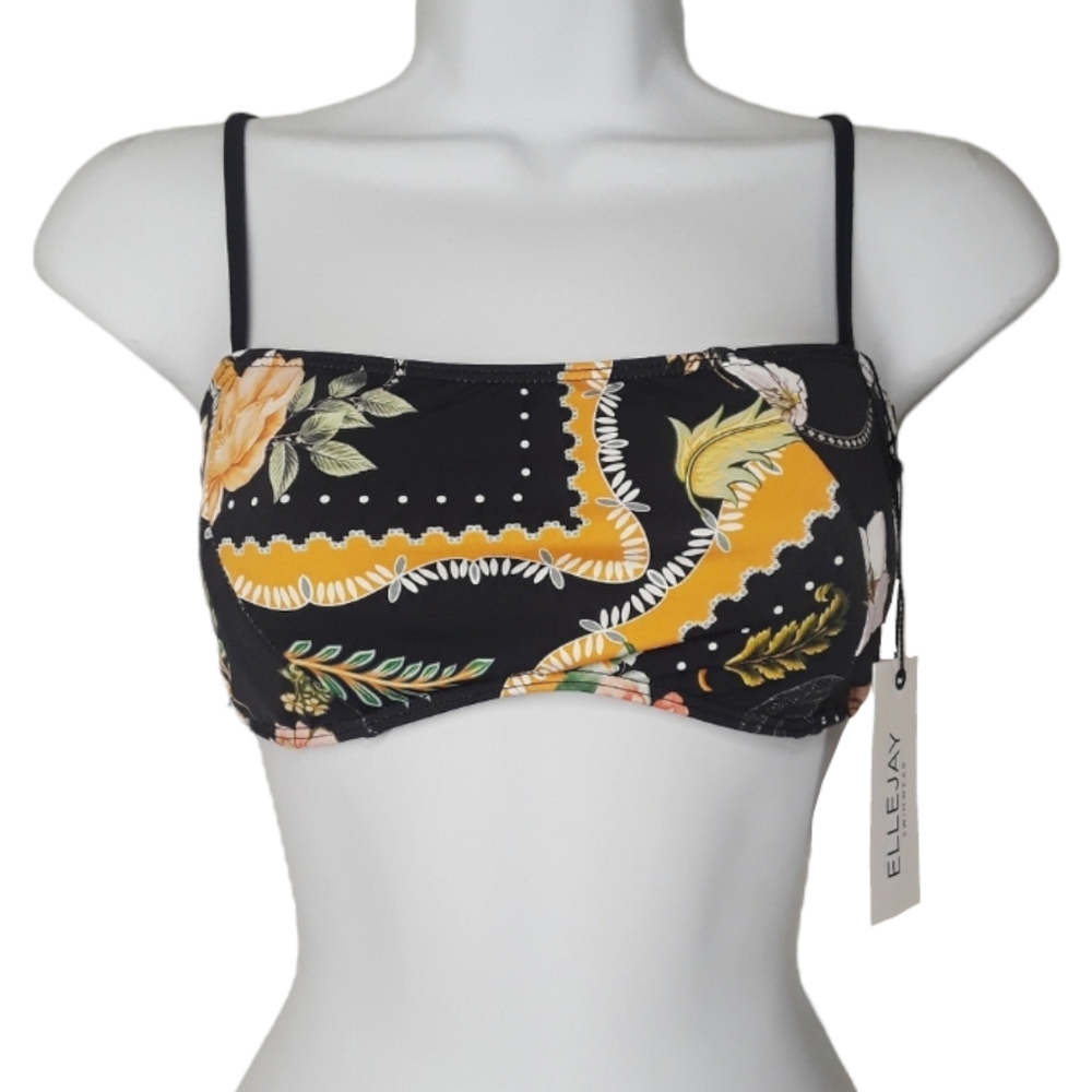 REVOLVE ELLEJAY Diane Navy Floral Bandana Bikini Top Medium NWT